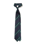 Silk Double Stripe Dark Navy Green White Necktie
