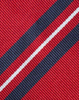 Silk Double Stripe Red Dark Navy White Necktie