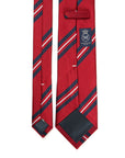 Silk Double Stripe Red Dark Navy White Necktie