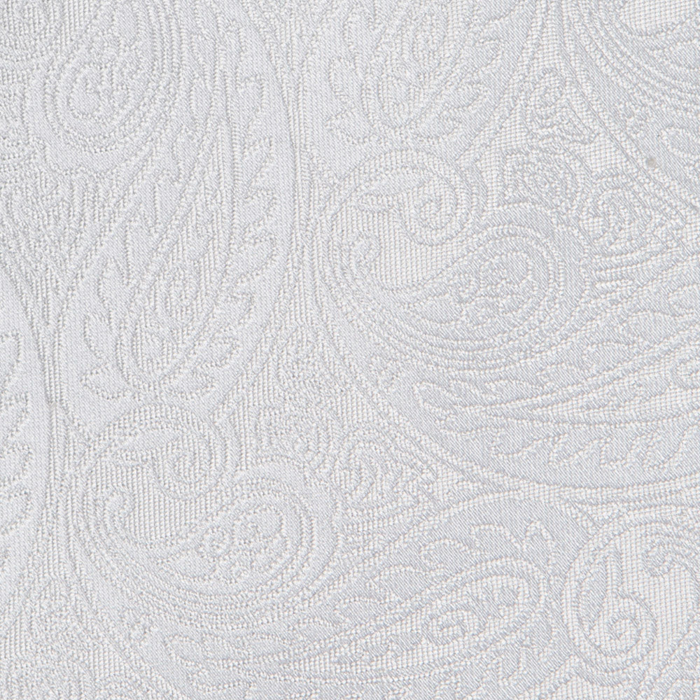 Full Paisley Light Silver Silk Tie