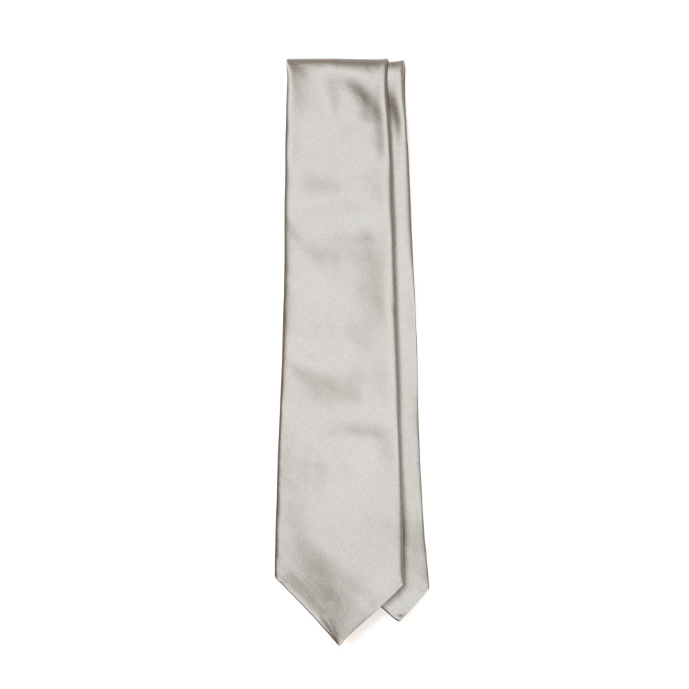 Wedding Italian Satin Gray Solid Silk Tie