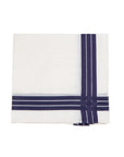 Adele Navy Line White Cotton Pocket Square