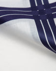 Adele Navy Line White Cotton Pocket Square