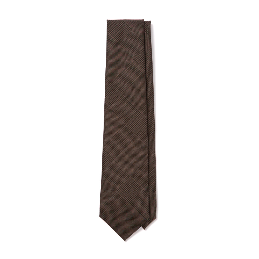 Colombo Glen Check Pattern Brown Wool Tie