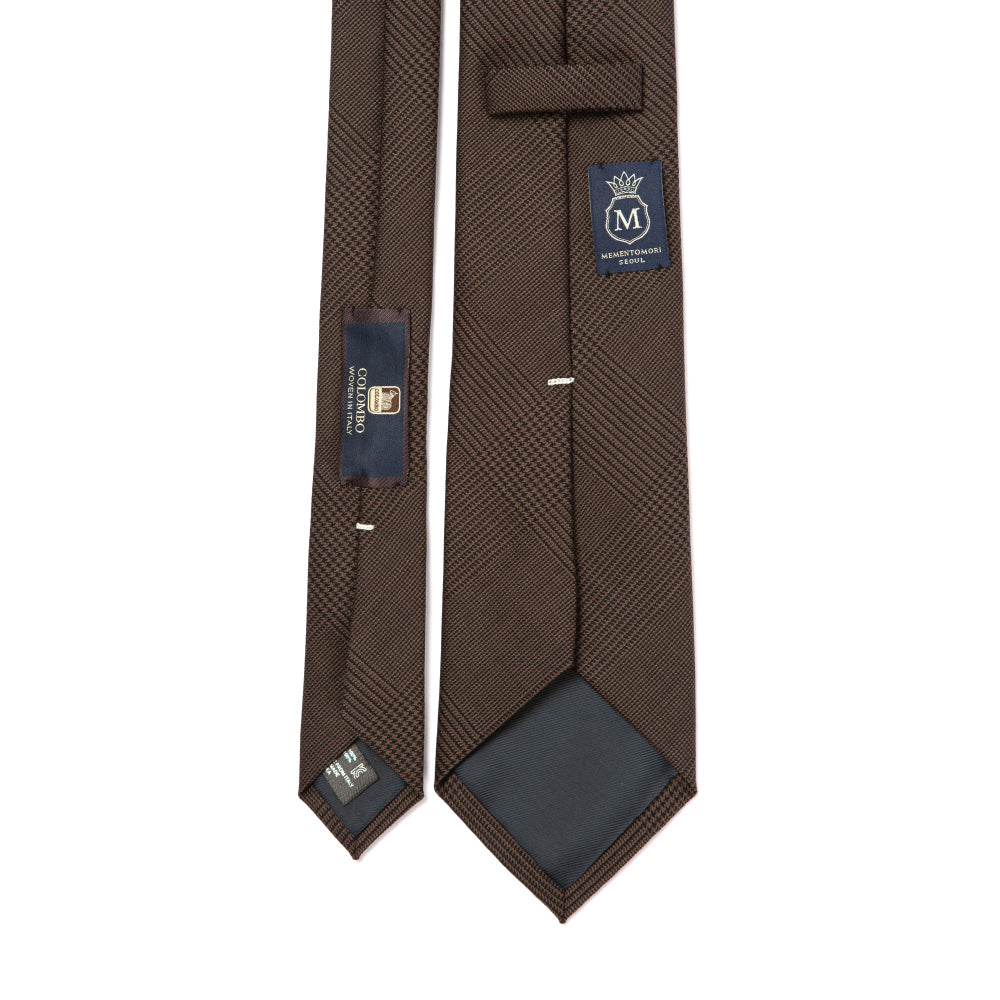 Colombo Glen Check Pattern Brown Wool Tie