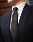 Colombo Glen Check Pattern Charcoal Gray Wool Tie