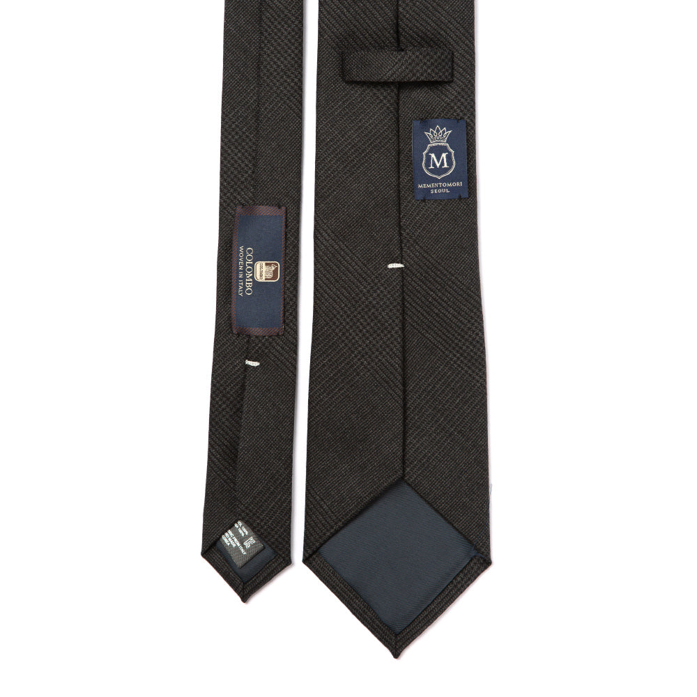 Colombo Glen Check Pattern Charcoal Gray Wool Tie