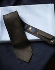 Colombo Glen Check Pattern Charcoal Gray Wool Tie