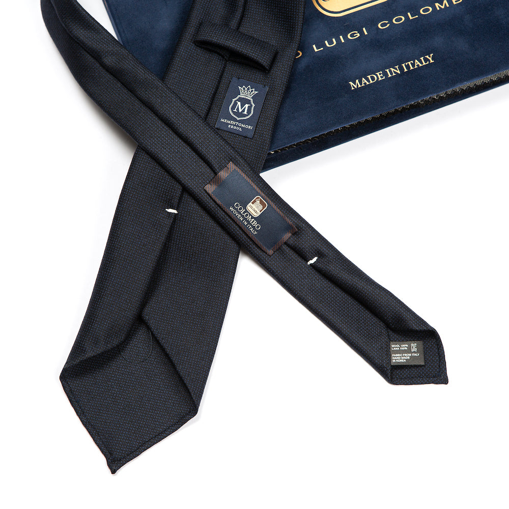 Colombo New Mori Solid Dark Navy Wool Sfoderato Tie