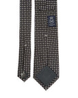 Clover & Fiore Black White Hand-Printed Silk Tie