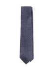 Clover & Fiore Navy Silver Hand-Printed Silk Tie