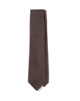 Clover & Fiore Brown Blue Hand-Printed Silk Tie