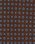 Clover & Fiore Brown Blue Hand-Printed Silk Tie
