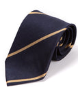 Champagne Gold Mori Stripe Dark Navy Silk Tie