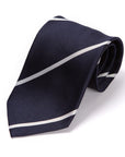 Silver Mori Stripe Dark Navy Silk Tie