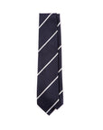 Silver Mori Stripe Dark Navy Silk Tie