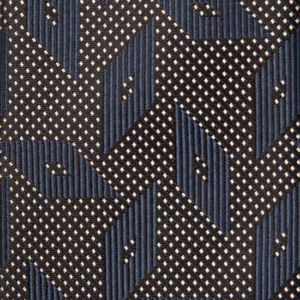 Dotted Rhombus Pattern Navy Gold Silk Tie