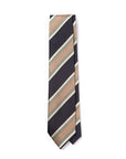 Classic Stripe Champagne Gold, Navy, and Brown Silk Tie
