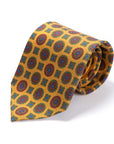 Vintage Pattern Mustard Yellow Hand-Printed Silk Tie