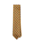 Vintage Pattern Mustard Yellow Hand-Printed Silk Tie