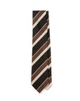 Signature Stripe Black Brown Beige Silk Tie