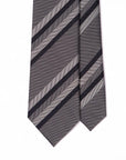 Dark Navy Silver Formal Double Stripe Silk Tie