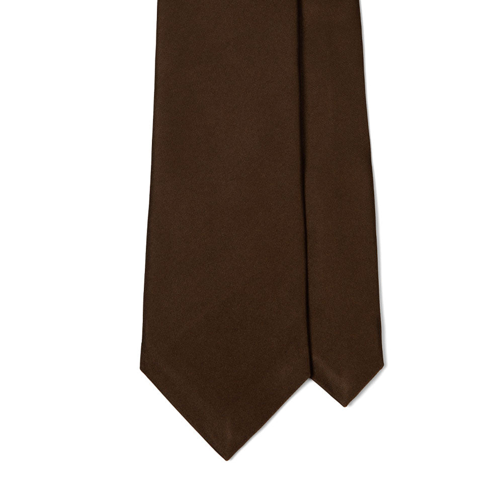 Wedding Italian Satin Brown Solid Silk Tie