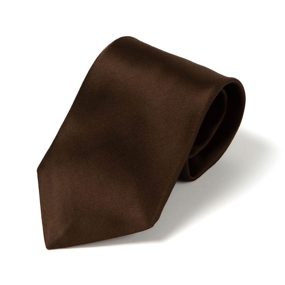 Wedding Italian Satin Brown Solid Silk Tie