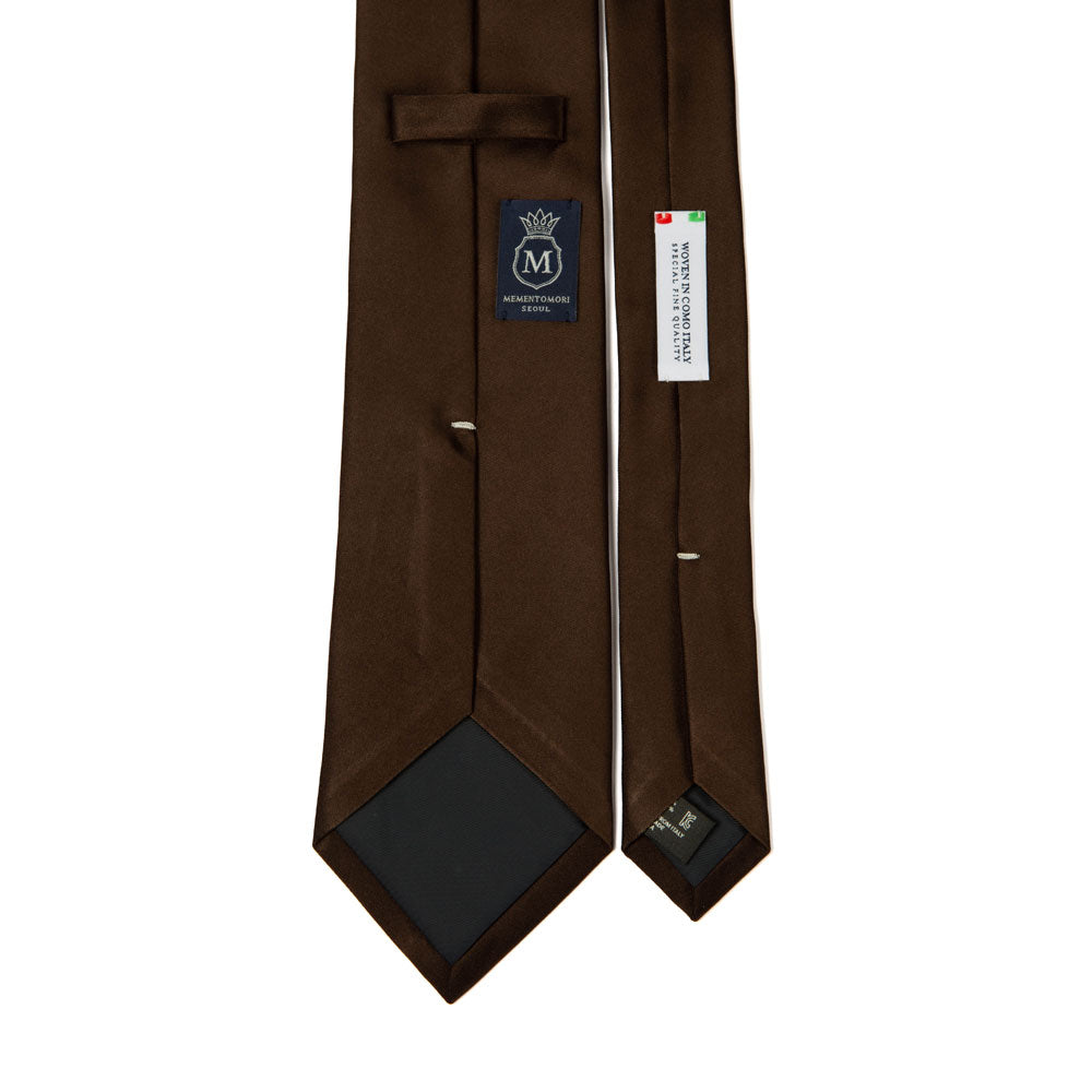 Wedding Italian Satin Brown Solid Silk Tie