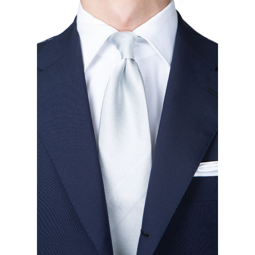 King Twill Solid Silver Silk Tie