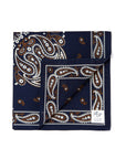 Navy Brown Full Paisley Pattern Printed Cotton Bandana Handkerchief