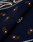 Navy Brown Full Paisley Pattern Printed Cotton Bandana Handkerchief
