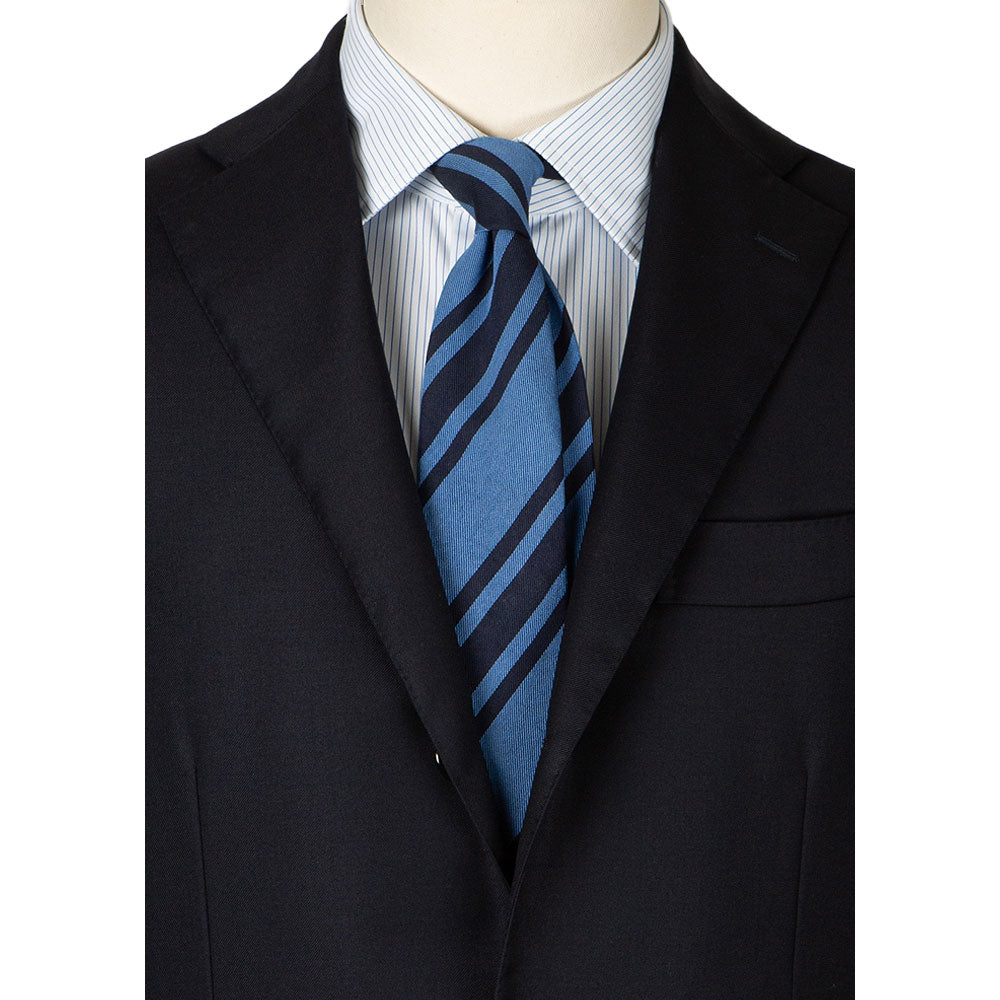 Signature Stripe Navy Blue Silk Tie