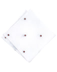 Flower Pattern Embroidery White Linen Pocket Square