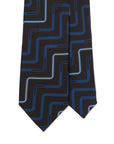Blue Pipe Line Pattern Dark Navy Printed Silk Tie