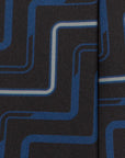 Blue Pipe Line Pattern Dark Navy Printed Silk Tie