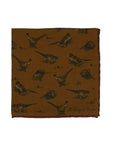 Bird & Houndstooth Double Faced Camel Brown Printed Silk Pocket Square