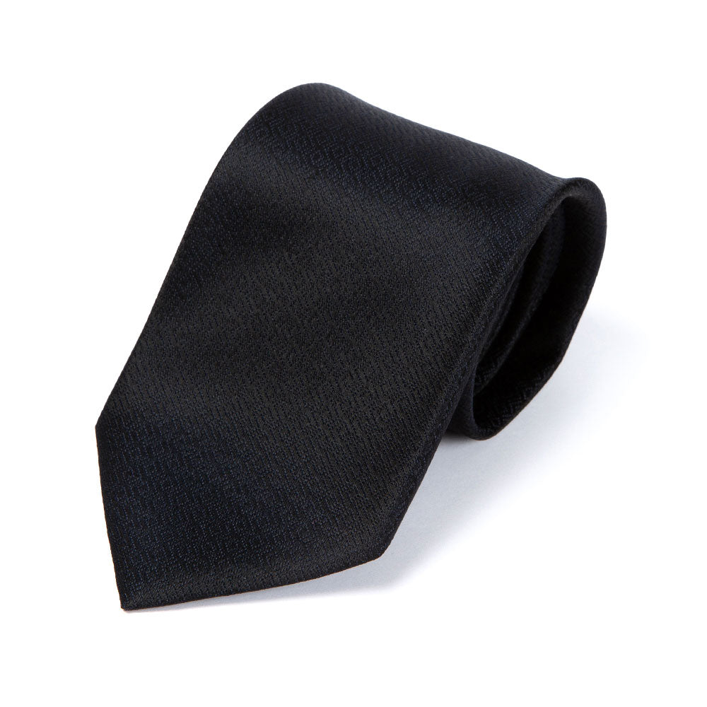 Lattice Pattern Jet Black Jacquard Silk Tie