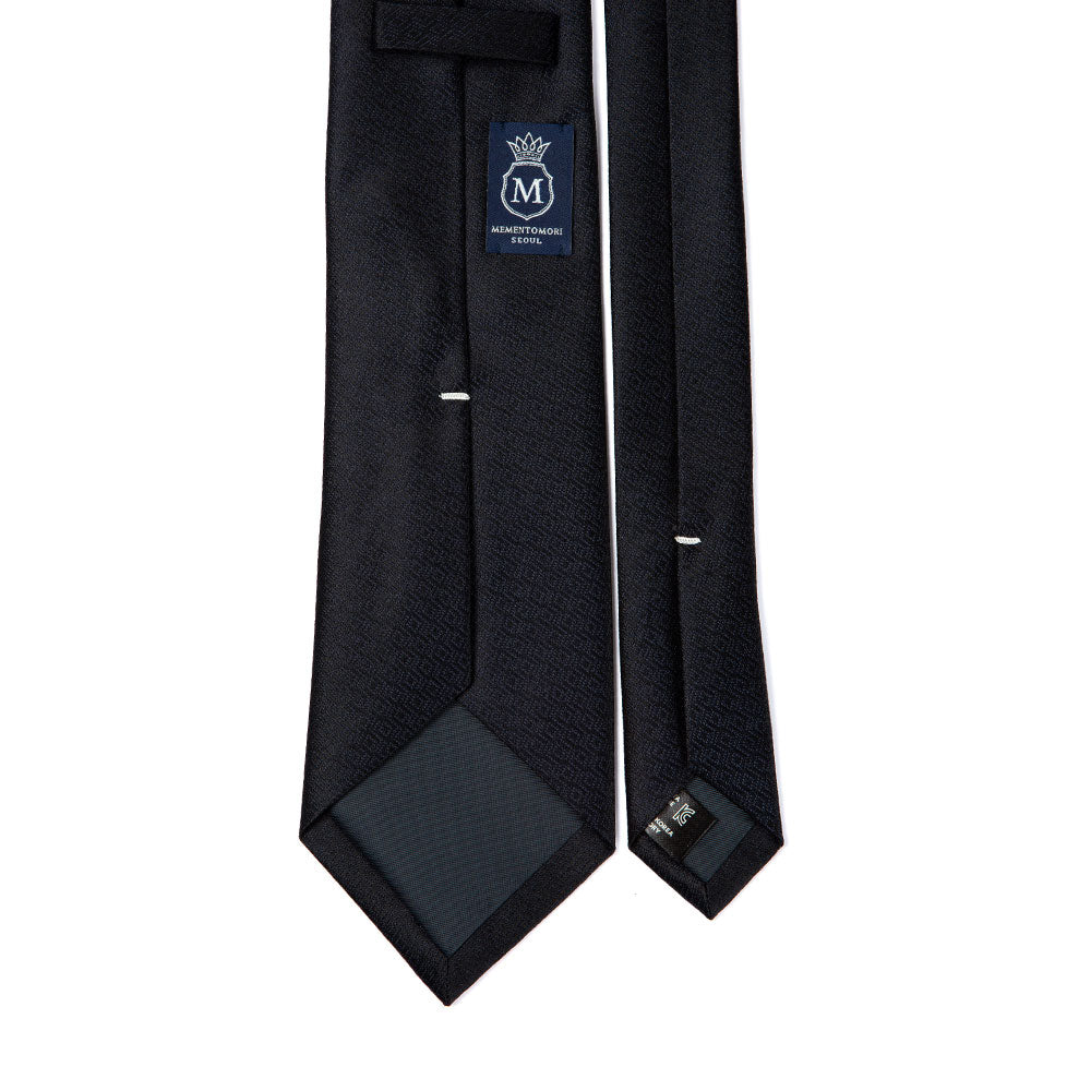 Lattice Pattern Jet Black Jacquard Silk Tie