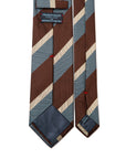 Signature Stripe Brown Blue Woven Silk Tie