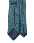 Double Square Pattern Smoke Blue Woven Silk Tie