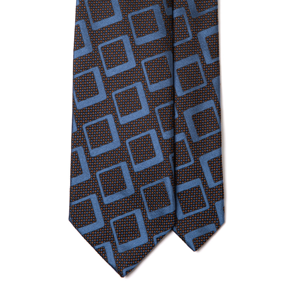 Big Square Tile Pattern Multi-Color Woven Silk Tie