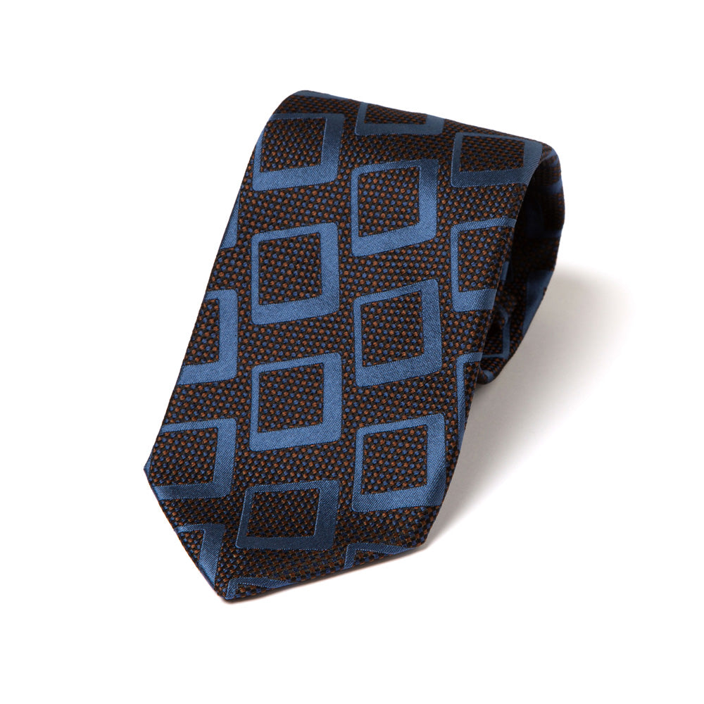 Big Square Tile Pattern Multi-Color Woven Silk Tie