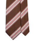 Retro Stripe Milky Brown Pink Woven Silk Tie
