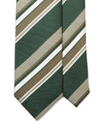 Signature Stripe Green Gold White Woven Silk Tie