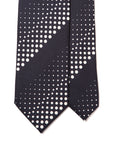 Dotted Stripe Navy White Printed Silk Tie