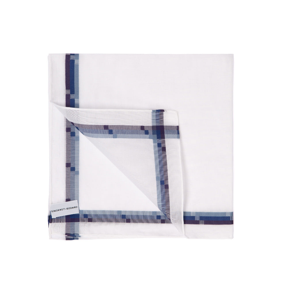 Mondrian White Cotton Pocket Square