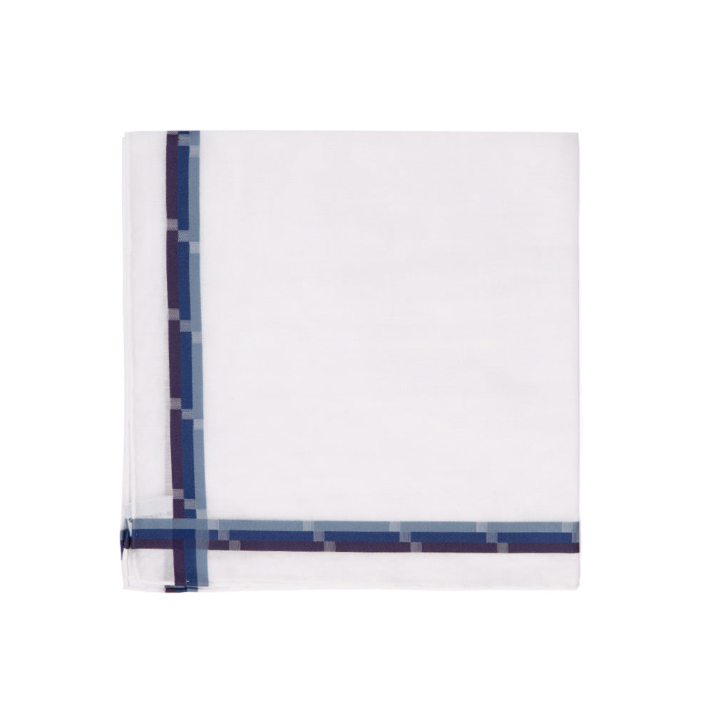 Mondrian White Cotton Pocket Square