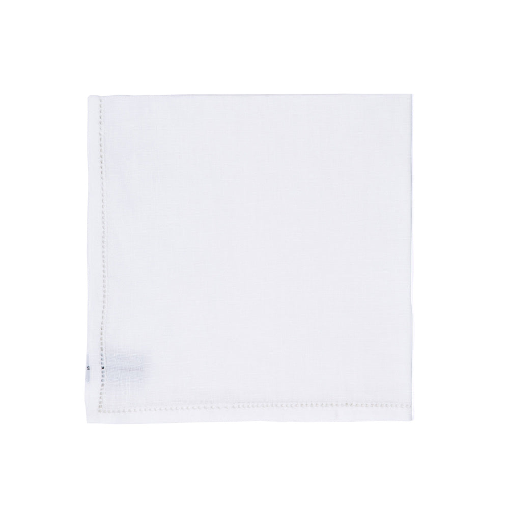 Jour Venise Blanc White Linen Pocket Square