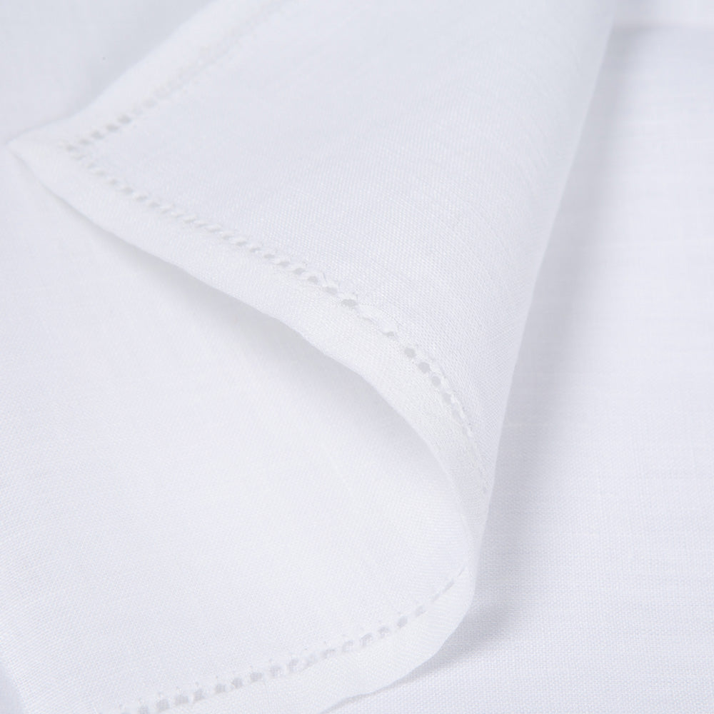 Jour Venise Blanc White Linen Pocket Square